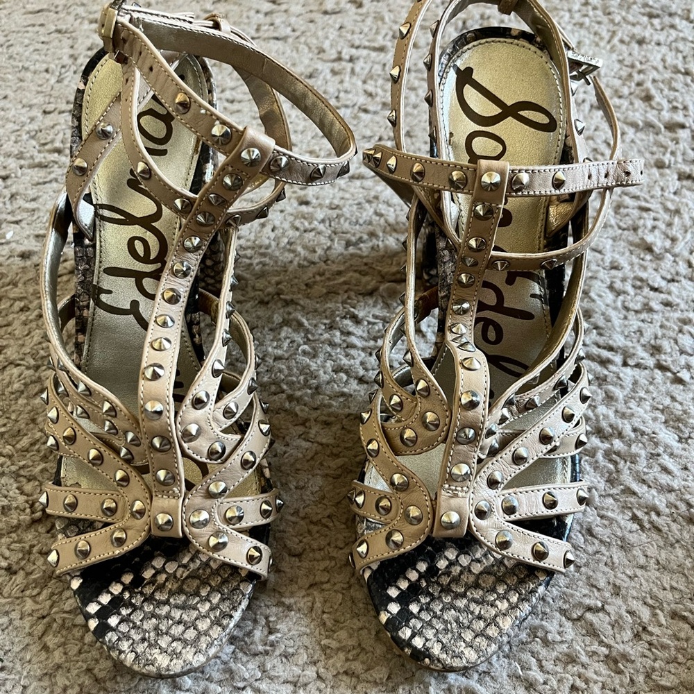 Sam Edelman Studded Snakeskin Heels
